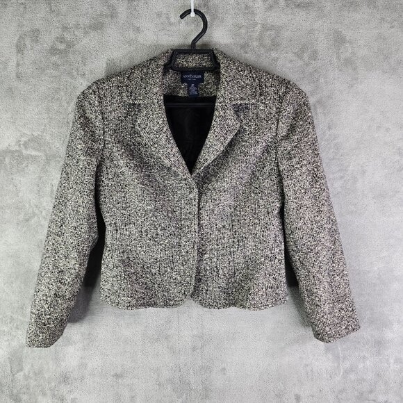 Womens Ann Taylor Petites Wool Blend Tweed Jacket Blazer Long Sleeve Size 6P - Picture 2 of 10